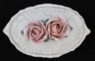 Ens rózsás bonbonier, jelzett, apró lepattanás a rózsán, kézzel festett/ Handpainted  ENS chinaware ...