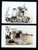 cca 1938-1945 Hadihajókról, személyzetükről és ágyúikról készült fotók a II. világháborúból, 4 db fo...