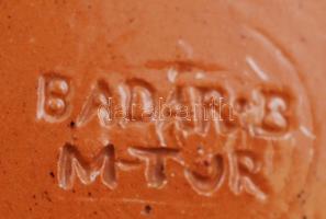 Badár Balázs Mezőtúr: Áttört, kézzel festett, mázas kerámia fali tányér,2db,  lepattanásokkal, 17cm