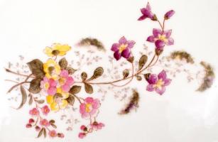 Geschützt nagy méretű süteményes tál, kézzel festett, jelzett, apró hibákkal, kopásnyomokkal, 39cm