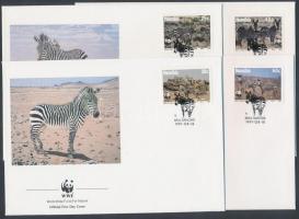 WWF Hartmann's mountain zebra set + 4 CM + 4 FDC WWF Hartmann hegyizebra sor + 4 CM + 4 FDC-n