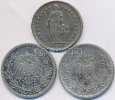 Német Birodalom 1905-1907. 1/2M Ag (2x) + Svájc 1946B 1/2Fr Ag T:2,2-
German Empire 1905-1907. 1/2 M...