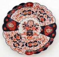 Nagy méretű fali dísztál, kézzel festett, jelzés nélkül, apró hibákkal, kopásnyomokkal, d:40cm