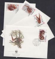 1989 WWF Borneói orángután sor Mi 1291-1294 + 4 CM + 4 FDC-n