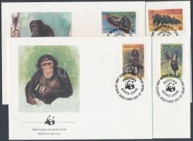 1983 WWF Közönséges csimpánz sor Mi 713-716 + 4 CM + 4 FDC-n