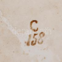 Nagy méretű, kör alakú kínáló, C158 felirattal, kézzel festett, kopásnyomokkal,d:36cm