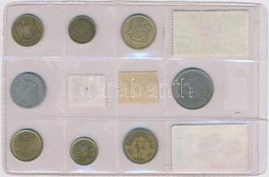 Egyiptom 1960-1985. 8xklf fémpénz, közte 1980. 10p Cu-Ni "Egyiptomi-izraeli békeszerződés"...