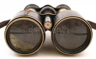 Korabeli réz és bőr látcső, Jelzett: Lieferant für die  K K Armee, Königl Auminischer Hof Lieferant,...