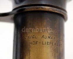 Korabeli réz és bőr látcső, Jelzett: Lieferant für die  K K Armee, Königl Auminischer Hof Lieferant,...