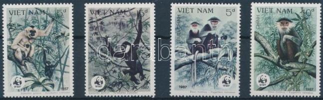 1987 WWF Bóbitás gibbon sor Mi 1827-1830 + 4 CM + 4 FDC-n