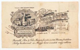 1903 Bp. IV. Vámház körút 12., Jung Péter Csemegeáru Nagykereskedésének díszes fejléces számlája
