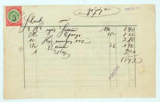 1903 Bp. IV. Vámház körút 12., Jung Péter Csemegeáru Nagykereskedésének díszes fejléces számlája