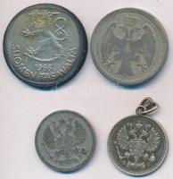 Vegyes: Szerbia 1884H 20p Cu-Ni + Oroszország 1904. 10k Ag + 1915. 10k Ag füllel + Finnország 1966S ...