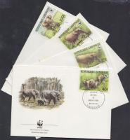 WWF Ázsiai elefánt sor + 4 CM + 4 FDC-n WWF Asian elephant set + 4 CM + 4 FDC