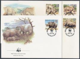 WWF Szélesszájú orrszarvú sor + 4 CM + 4 FDC-n WWF White rhinoceros set + 4 CM + 4 FDC