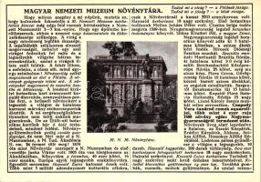 Budapest VIII. Nemzeti Múzeum, Növénytár, kiadja Farkasfalvi Kornél