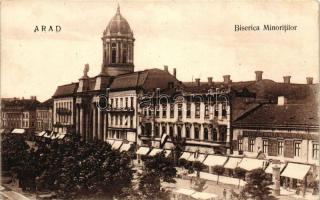 Arad, Biserica Minoritilor, Steigerwald A. bútorgyáros üzlete / church, shops