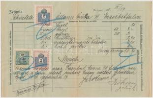 1865 Bp. VII., Sziklai J. és Fia Utóda Papír- és tanszerkereskedésének díszes fejléces számlája 2x2f...