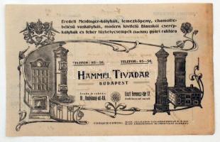 1922 Bp. VI. Andrássy út 46., Hammel Tivadar kályhaboltjának díszes fejléces számlája 1 és 2K forgal...