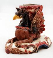 Eichwald griffmadár lámpatest (hiányos), kézzel festett, jelzett, lepattanásokkal, 16,5x20cm