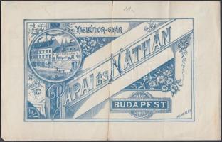 1897 Bp. VII., Pápai és Náthán vas- és rézbútor, acélsodrony-ágybetét és gyermekkocsi gyárának díszes fejléces számlája 1 kr okmánybélyeggel