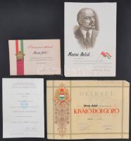 8db vegyes szocialista kitüntetés tokban ("Kiváló Dolgozó", "Munkásőr", "A ...