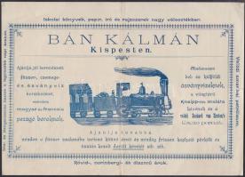 1899 Kispest, Bánk Kálmán Iskolai könyvek, papír, író és rajzszerek, fűszer-, csemege és ásványvíz kereskedésének díszes fejléces számlája