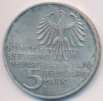 NSZK 1974D 5M Ag "Immanuel Kant" T:2 FRG 1974D 5 Mark Ag "Birth of Immanuel Kant" C:XF