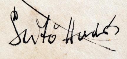 Vincze Lajos (1914-2002): Sütő András portré. Tus, papír, jelzett, 21×14 cm