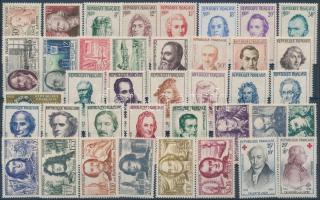 Franciaország 1951-1959 Híres emberek motívum 39 klf bélyeg, fele postatiszta, France 1951-1959 Famous people 39 stamps