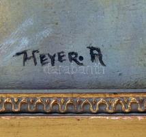 Heyer jelzéssel: Buldog portré, olaj, fa, keretben, 33×23,5 cm