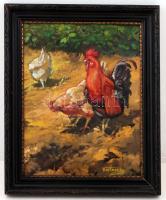 Vastagh jelzéssel: A baromfiudvar királya, olaj, fa, keretben, 39,5×30 cm