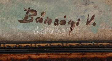 Bánsági jelzéssel: Téli táj, olaj, farost, keretben, 59×39 cm