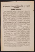 cca 1930 A Független Kisgazda Földmunkás és Polgári Agrárpárt programja, kisméretű szórólap