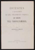 1912 Kecskemét, Értesítés a kecskeméti M. Kir. Földmíves Iskola hat hónapos téli tanfolyamáról, 7p