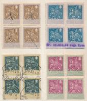 1914 31 érték négyestömbökben 12-es fogazással, és álló vízjellel