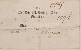 1792 Bécs, Negyedévi elszámolás a Veresvári(Wereswar) Királyi Császári Postaállomással a szállított ...