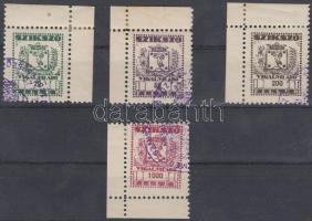 1948 Szikszó városi illetékbélyeg II. kiadás 20f, 50f, 200f, 1000f