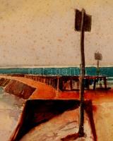 Szini Zoltán: Móló (1940), akvarell, papír, hibás, 29x42cm