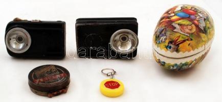 1 db Sopianae fém díszdoboz, benne Verseny cipőpasztás doboz, festett kartonpapír meglepetéstojás, k...