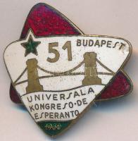 1966. "51. Eszperantó Világkongresszus Budapest" zománcozott fém jelvény T:2 tű sérült Hungary 1966. "51 Universala Kongreso de Esperanto Budapest" enamelled metal badge C:XF pin broken