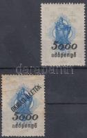 1946 2 db 5000 adópengő érték (felülnyomat 14,5 mm)