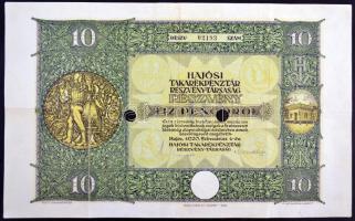 Hajós 1929. "Hajósi Takarékpénztár Részvény-Társaság" részvénye 10P-ről lyukasztással érvénytelenítve T:restaurált