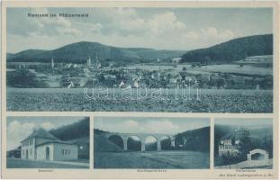 Ramsen im Pfälzerwald, Bahnhof, Bockbachbrücke, Freienheim der Stadt Ludwigshafen a. Rh. / railway station, bridge, hotel