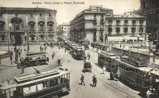 Catania, Piazza Duomo, Palazzo Municipale / square, town hall, autobus, trams