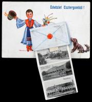 Esztergom, leporellocard s: Klaudinyi (kis szakadás / small tear)