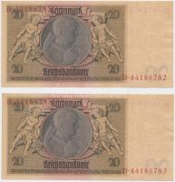 Német Birodalom / Weimari Köztársaság 1929. 20M (2x) sorszámkövetők T:I apró sarokhajlás
Germany / W...
