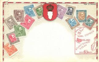 15 db RÉGI bélyeg témájú motívum lap, többségében dombornyomott és litho lapok, jó minőségű, főként ...