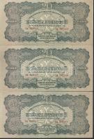 1944. 20P "V.H." (3x) egymásutáni sorszámozással, hátlapon erősen felcsúszott nyomattal T:II