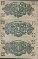1944. 20P "V.H." (3x) egymásutáni sorszámozással, hátlapon erősen felcsúszott nyomattal T:...